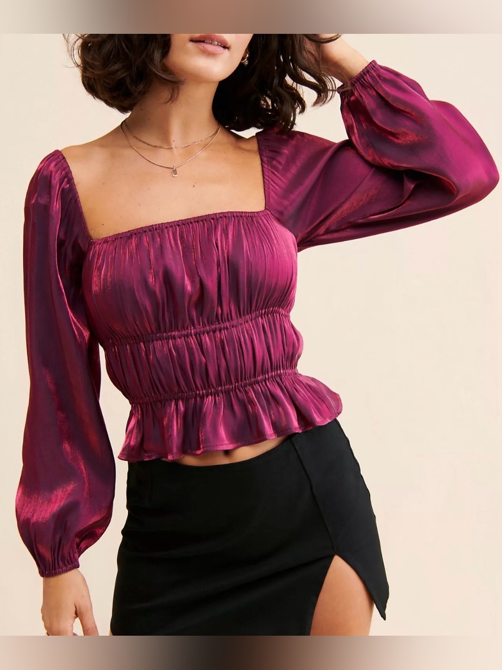 Adelyn Rae Remy Ruched Blouse - Picture 2 of 5